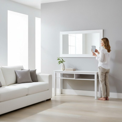 Miroir rectangulaire de maison de campagne avec cadre en bois Miroir mural xxl Maison de campagne en bois neuf