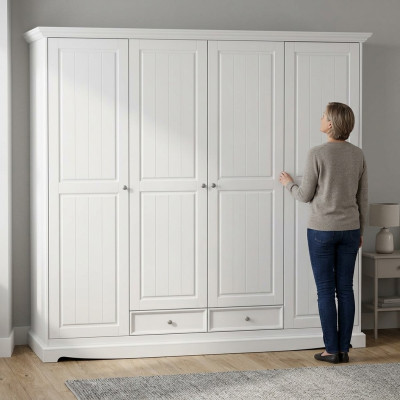 Armoires Armoire murale en bois classique Maison de campagne Blanche neuve