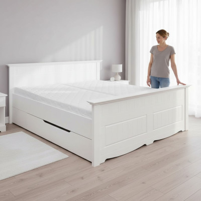 Lit double Chambre Cadre de lit Lits Lit conjugal Lit rembourré Bois Mobilier Blanc Agriculteurs