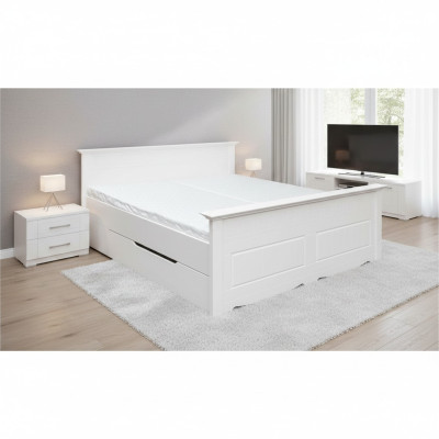 Lit double Chambre Cadre de lit Lits Lit conjugal Lit rembourré Bois Mobilier Blanc Agriculteurs