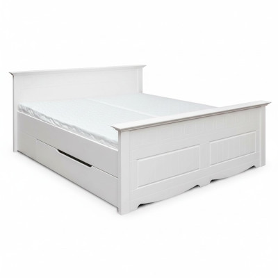 Lit double Chambre Cadre de lit Lits Lit conjugal Lit rembourré Bois Mobilier Blanc Agriculteurs