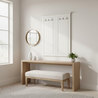 Style de maison de campagne Porte-vêtements Porte-manteau mural Penderie en bois Cintre Blanc neuf