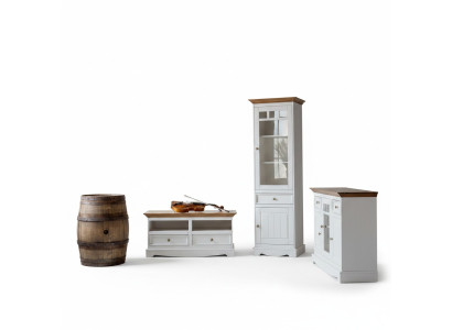 Unité murale vitrine de maison de campagne meubles design 3 pièces. Ensemble de commode meuble TV buffet bois