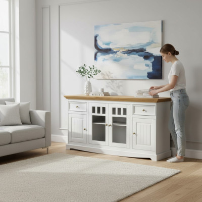 Vitrine de cuisine buffet campagnard étagère commode armoire buffet vitrine neuf