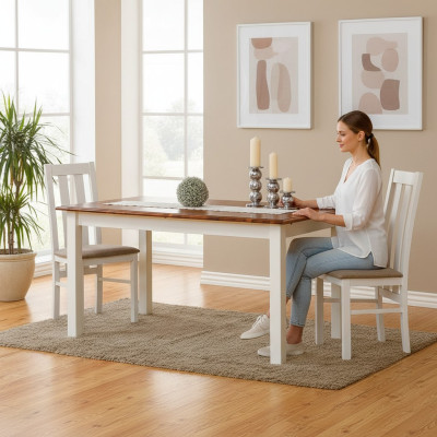 Maison de campagne Table en bois Table à manger Table en bois Tables 150/197cm salle à manger extensible