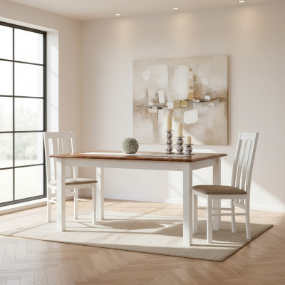 Maison de campagne Table en bois Table à manger Table en bois Tables 150/197cm salle à manger extensible