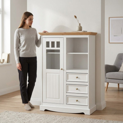 Commode Étagère Bois Armoire Armoires Blanc Buffet Maison de campagne Commode Buffet
