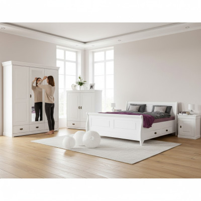 Chambre à coucher Ensemble Lit double 2x Table de chevet Console Lits Hôtel Tapisserie 5 pcs.
