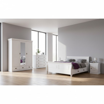 Chambre à coucher Ensemble Lit double 2x Table de chevet Console Lits Hôtel Tapisserie 5 pcs.