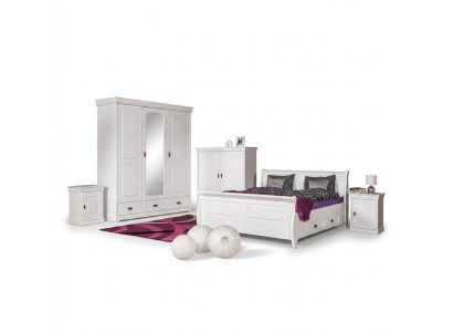 Chambre à coucher Ensemble Lit double 2x Table de chevet Console Lits Hôtel Tapisserie 5 pcs.