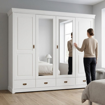 Armoire de style maison de campagne étagère Armoire à vêtements Armoires en bois Meubles blancs