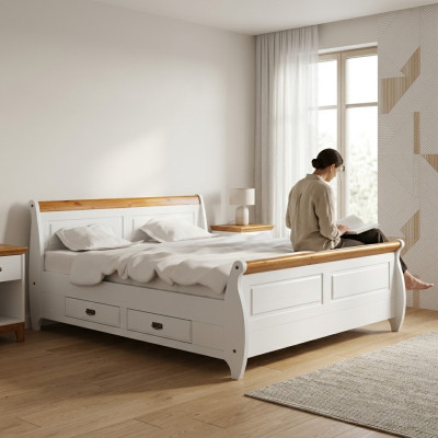 Lit double de luxe Lit double Style maison de campagne Lits doubles Blanc Chambre