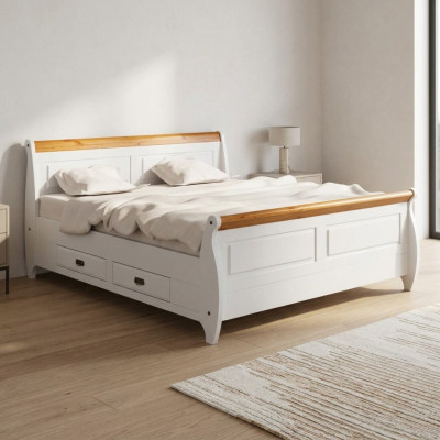 Lit double de luxe Lit double Style maison de campagne Lits doubles Blanc Chambre