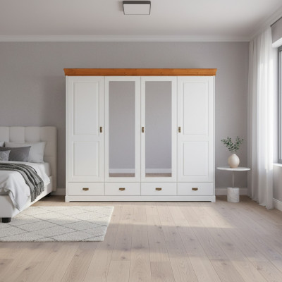 Garde-robe Style Maison de Campagne Armoire Armoires à Vêtements Meubles en Bois Étagère Blanche