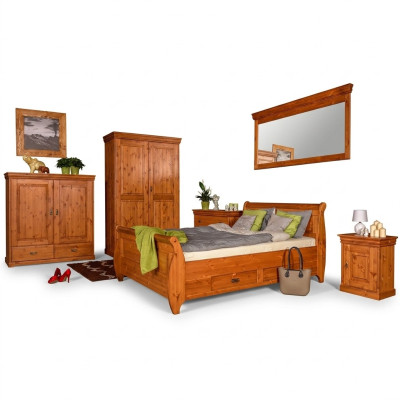 Conception Luxe Double lits d'hôtel Chambre Bois 180x200cm Lit Rembourrage
