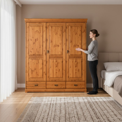 Armoire en bois Armoire de chambre Armoire de style moderne Armoires Étagères polyvalentes