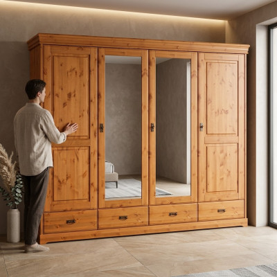Armoire de style campagnard en bois couleur brun, armoires de chambre à coucher, meubles de style campagnard.