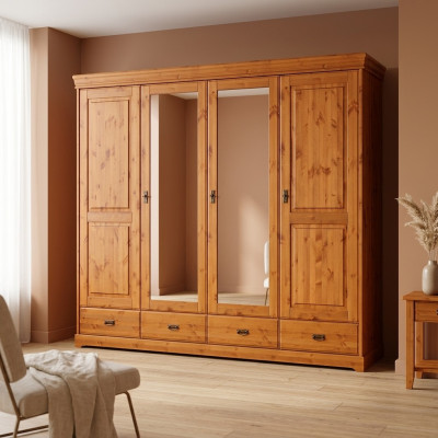 Armoire de style campagnard en bois couleur brun, armoires de chambre à coucher, meubles de style campagnard.