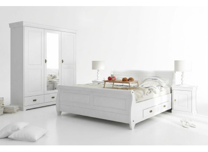 Ensemble de chambre à coucher Lit Table de chevet Armoire Lits d'hôtel Design en bois 4 pièces.