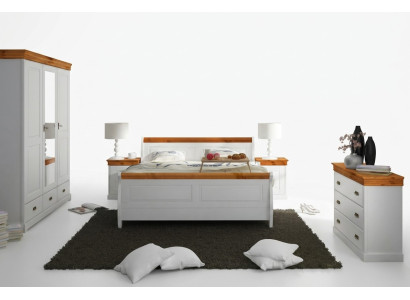 Chambre à coucher Landhfrom Armoire Lit Table de chevet Ensemble complet en bois 5 pièces nouveau