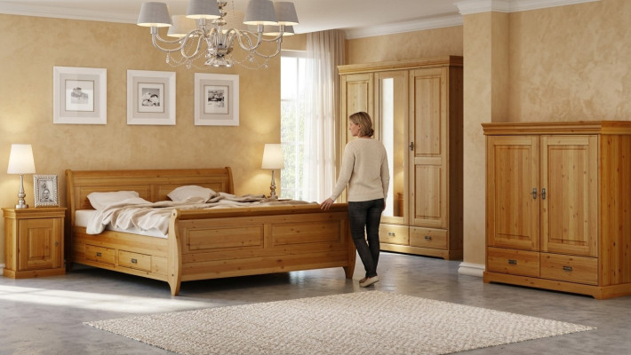 Ensemble de chambre à coucher design complet Lit Armoire Table de chevet Ensemble de 5 pièces