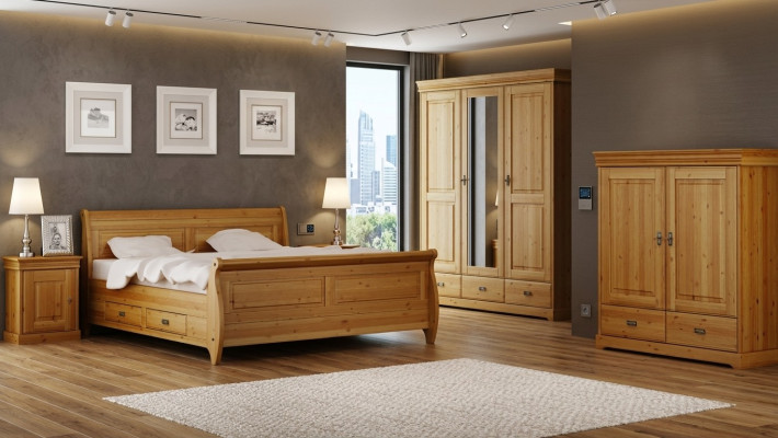 Ensemble de chambre à coucher design complet Lit Armoire Table de chevet Ensemble de 5 pièces