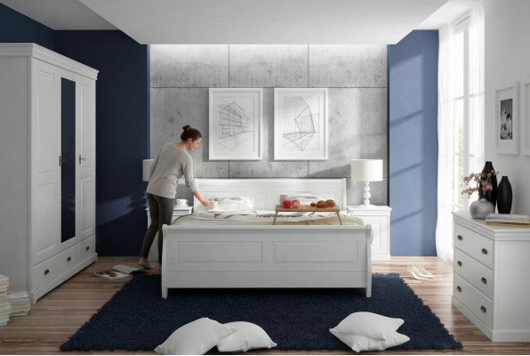 Meubles Ensemble de chambre à coucher Lit 2x Table de chevet Commode Armoire nouveau 5 pièces