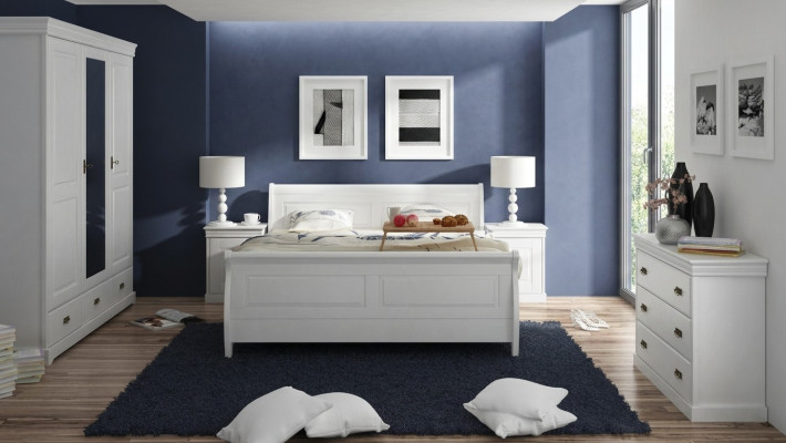 Meubles Ensemble de chambre à coucher Lit 2x Table de chevet Commode Armoire nouveau 5 pièces