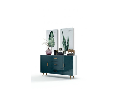 Commode Armoire de salon 140cm XL Buffets bas Modernes Bois Commode Bahut