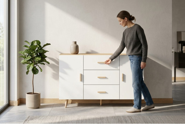Commode étagère 140cm Armoires Étagères Rangement Brillant neuf Commode Buffet