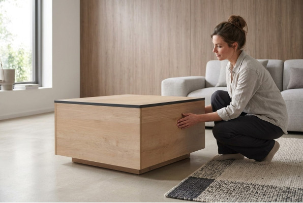 Table d'appoint Table basse Mobilier en bois massif Meubles chêne 80x80cm nouvelles Tables
