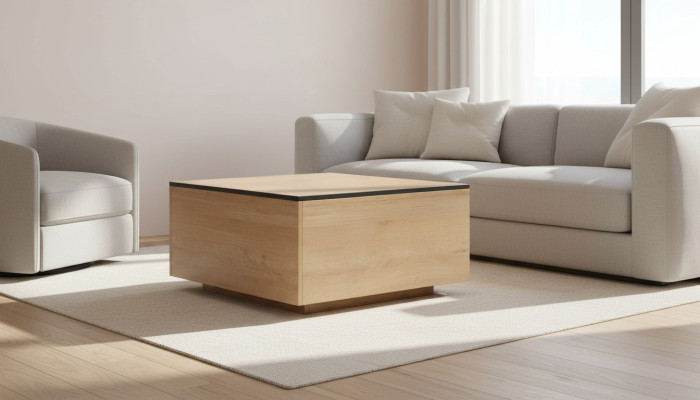 Table d'appoint Table basse Mobilier en bois massif Meubles chêne 80x80cm nouvelles Tables