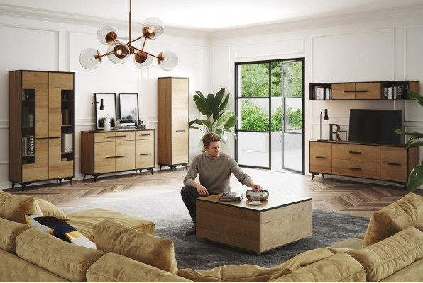 Commode Armoire Meuble TV Étagère Salon 6 pièces. Mobilier Ensemble mural de salon