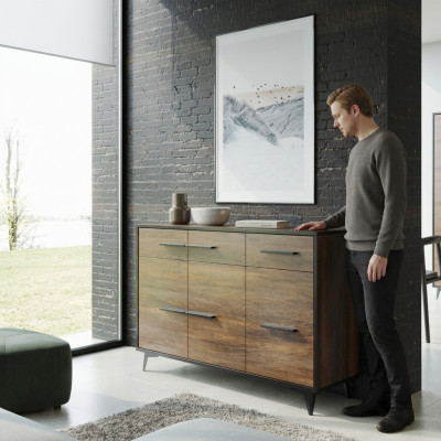 Tiroirs Étagère Armoire Étagère Bois Massif Bas Tableau de bord Design Commode Armoires