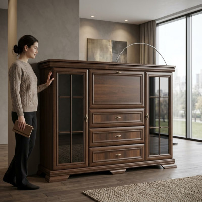 Armoire de salon 158cm XXL Bahuts Basse Buffet en bois Commode Buffet Commodes