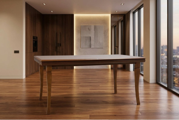 Salle à manger Salon classique brun Bureau de design Designer Table à manger Table en bois