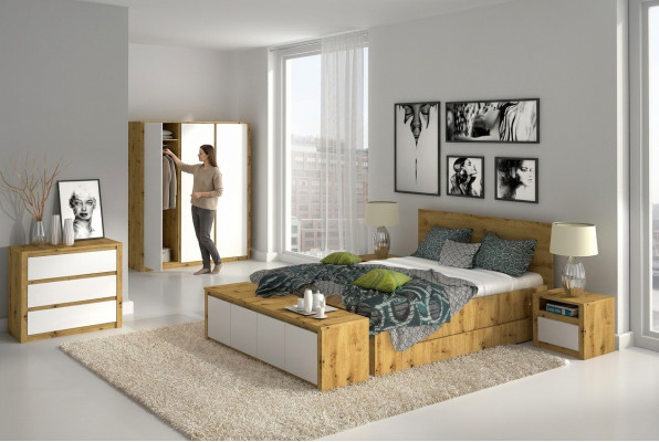 Conception Chambre Lit de luxe Table de chevet Commode Ensemble de chambre 6 pièces Hôtel