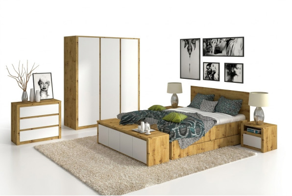 Conception Chambre Lit de luxe Table de chevet Commode Ensemble de chambre 6 pièces Hôtel
