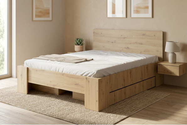 Conception de meubles de luxe Double Hôtel Boîte de lit en bois Lits Cadre de lit nouveau