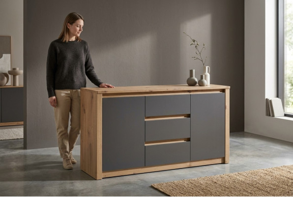 Étagère de salon en bois de luxe Commode designer Buffet Sideboard Bas Commode
