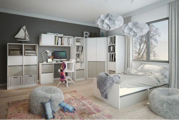 Chambre d'enfants Ensemble de chambre pour jeunes Lit Armoire Armoire Bureau neuf 7 pièces