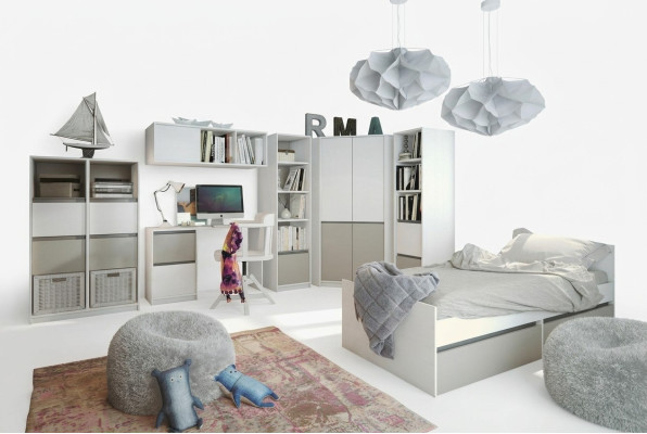 Chambre d'enfants Ensemble de chambre pour jeunes Lit Armoire Armoire Bureau neuf 7 pièces