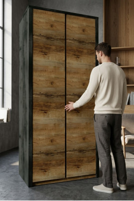 Armoires de chambre en bois Meubles Armoire Penderie Style Campagne Conception Marron
