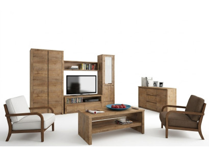 Ensemble de meubles de salon Conception Bahut de salon Étagère murale Commode Vitrine 5 pièces.