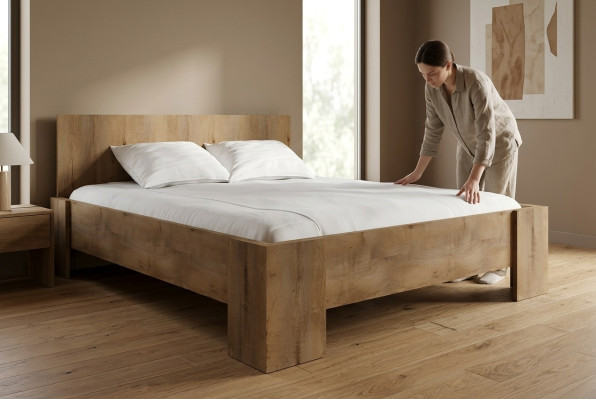 Tissu d'ameublement de luxe Designer Lit Chambre Lits Textile Bois Hôtel