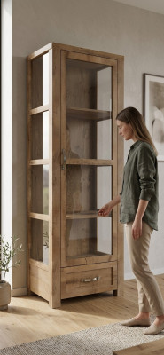 Armoire Vitrine de salle à manger Armoire en verre Meubles Étagère Vitrine Vitrines Bois Maison de campagne