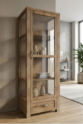 Armoire Vitrine de salle à manger Armoire en verre Meubles Étagère Vitrine Vitrines Bois Maison de campagne