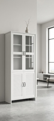 Armoire vitrine en bois et verre Armoires vitrées Armoires blanches Armoires hautes Armoire vitrine de style campagnard