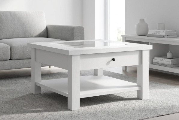 Table en bois Tables basses en bois massif Mobilier de salon 93x93cm Tables massives