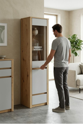 Armoire en bois massif faite main vitrine en verre armoire en bois salon